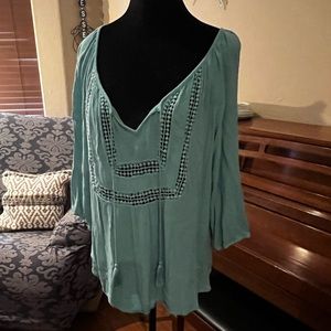 Maurices boho style sage green blouse